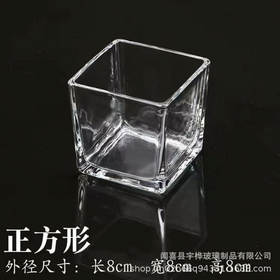Viveous Square Glass Flower Vase Clear And Modern Planter Glass Flower Vase Square Flower Vase Desktop Flower Arrangement Cube Flower Vase