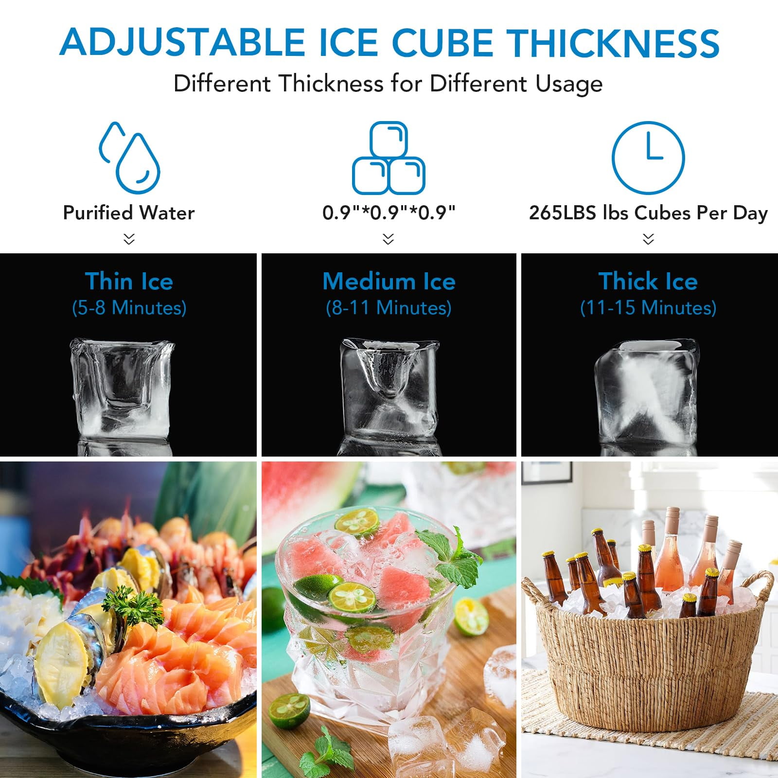 GARVEE Commercial Ice Maker 200Lbs/24H,Freestanding Built-in Ice Machine with Smart LCD Display and Self-Cleaning for Home, Kitchen, Office