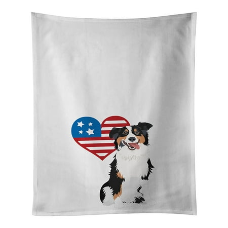 

Australian Shepherd Black Tricolor #2 Patriotic White Kitchen Towel Set of 2 19 in x 28 in