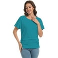thumbnail image 2 of Women's Boat Neck Dolman Top, Short Sleeve, with Side Shirring Detail, Solid Color, 2 of 5