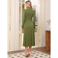 thumbnail image 3 of DARING DIVA Sweater Turtleneck Long Sleeve Ribbed Knit Maxi Dress XL Avocado Green, 3 of 6