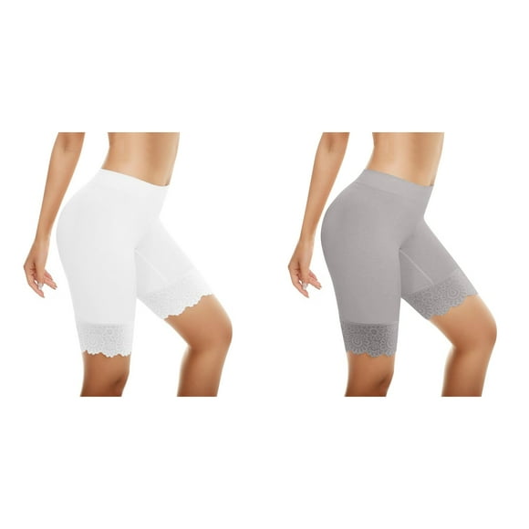 (2-Pack) Kcodviy Seamless Non Slip Shorts Comfort items for Women Under 5 for Underskirt Ladies Scratch Plus Size Thongs Lot Flat Shorts Lace Pack of Panties Bikini Shorts