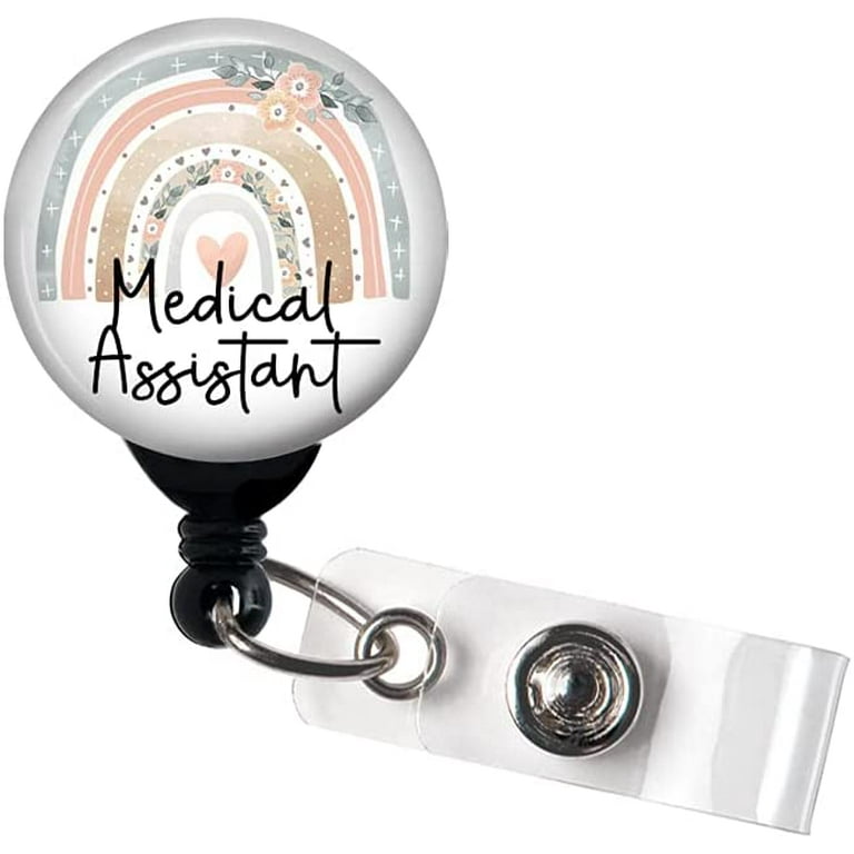 Medical Assistant Floral Rainbow - Retractable Badge Reel With
