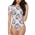 thumbnail image 1 of Saiise Motif Chien Caniche Grenouillère à Manches Courtes Col Rond Pyjama Extensible avec Fermeture à Pression-Grand, 1 of 7