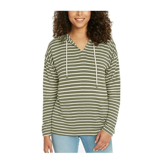 Buffalo David Bitton Women's Soft Knit Relaxed Fit Hoodie With Pockets Size: M, Color: olive/white