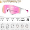 thumbnail image 3 of KANASTAL Sports Sunglasses Women Polarized Sun Glasses Men Wrap Around UV400 Protection Shades Ski Climbing Hiking Cycling Sailing Running - Mirrored Pink Lens, 3 of 5