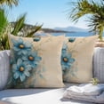 thumbnail image 4 of Outdoor Pillow Cover Blue Daisy Set of 2 Waterproof Throw Pillowcases Vintage Linen Texture Decorative Patio Furniture Pillows for Couch Garden Indoor & Outdoor Use, 4 of 9