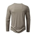 thumbnail image 3 of Eyicmarn Men’s T-shirt, Long Sleeve Henley Neck Button Closure Solid Fall Tops Streetwear for Casual Daily, 3 of 4