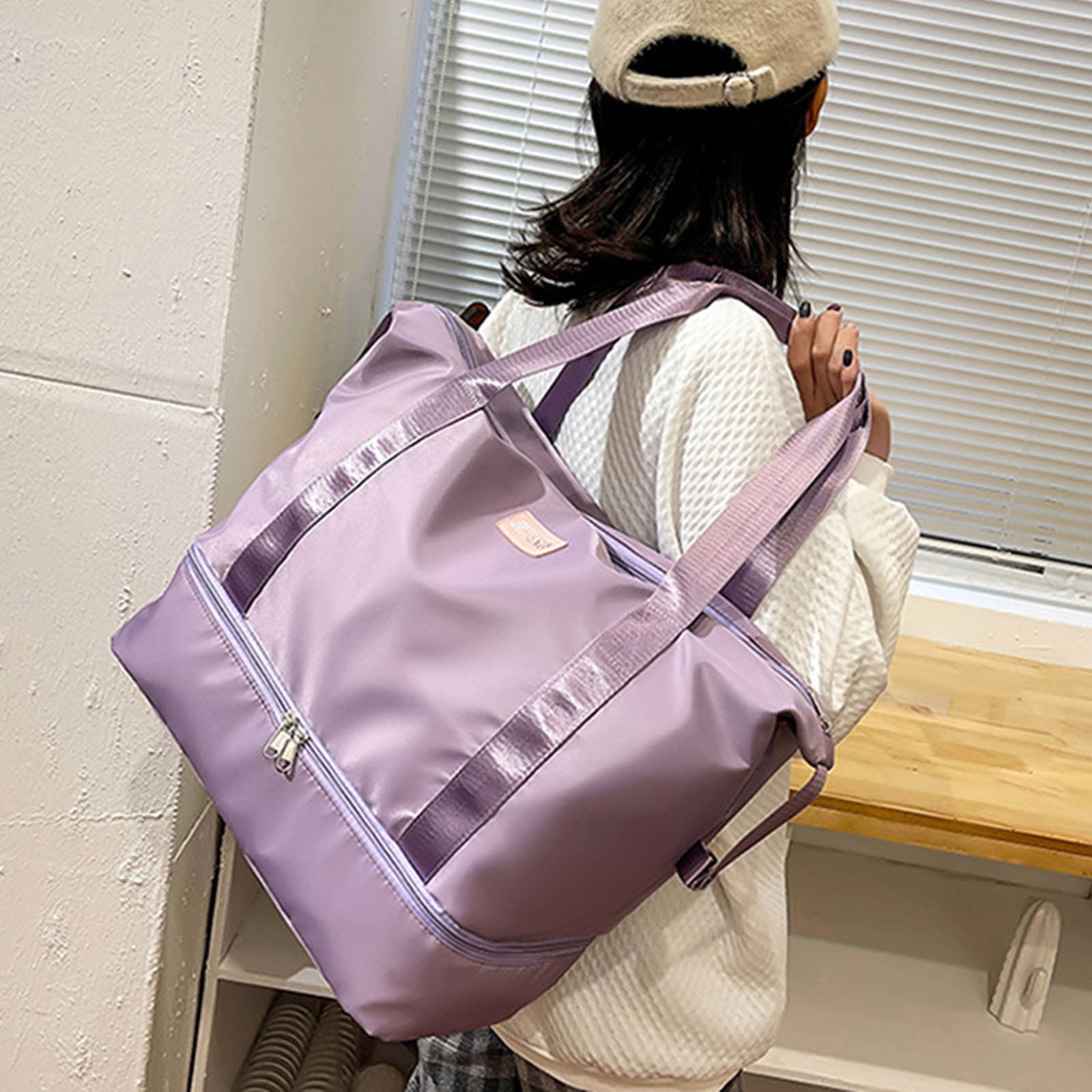 Cadorn Nylon Travel Tote Bag Women's Lightweight Gym Handbag with Large Capacity, Maternity Organizer Fits on Luggage for Travel, Gym, and Daily Use