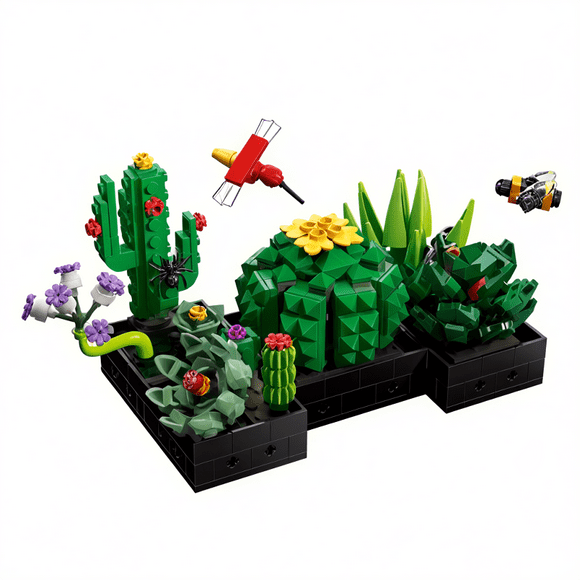 Succulent Plant Potted Building Blocks compatible with LEGO Flower Cactus Hummingbird Model Assemble Toys Bricks For Kids Adult Gifts - 590 Pieces