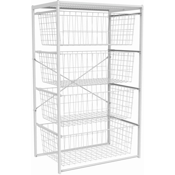 Closetmaid 432700 4 Drawer 22"W Wire Basket Free Standing Dresser Style Wire Basket Closet