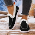 thumbnail image 2 of Snow Boots Slip on Penny Loafers for Women Casual Fleece Lined Warm Winter Warm Walking Flats Ankle Booties Black Size 6, 2 of 6
