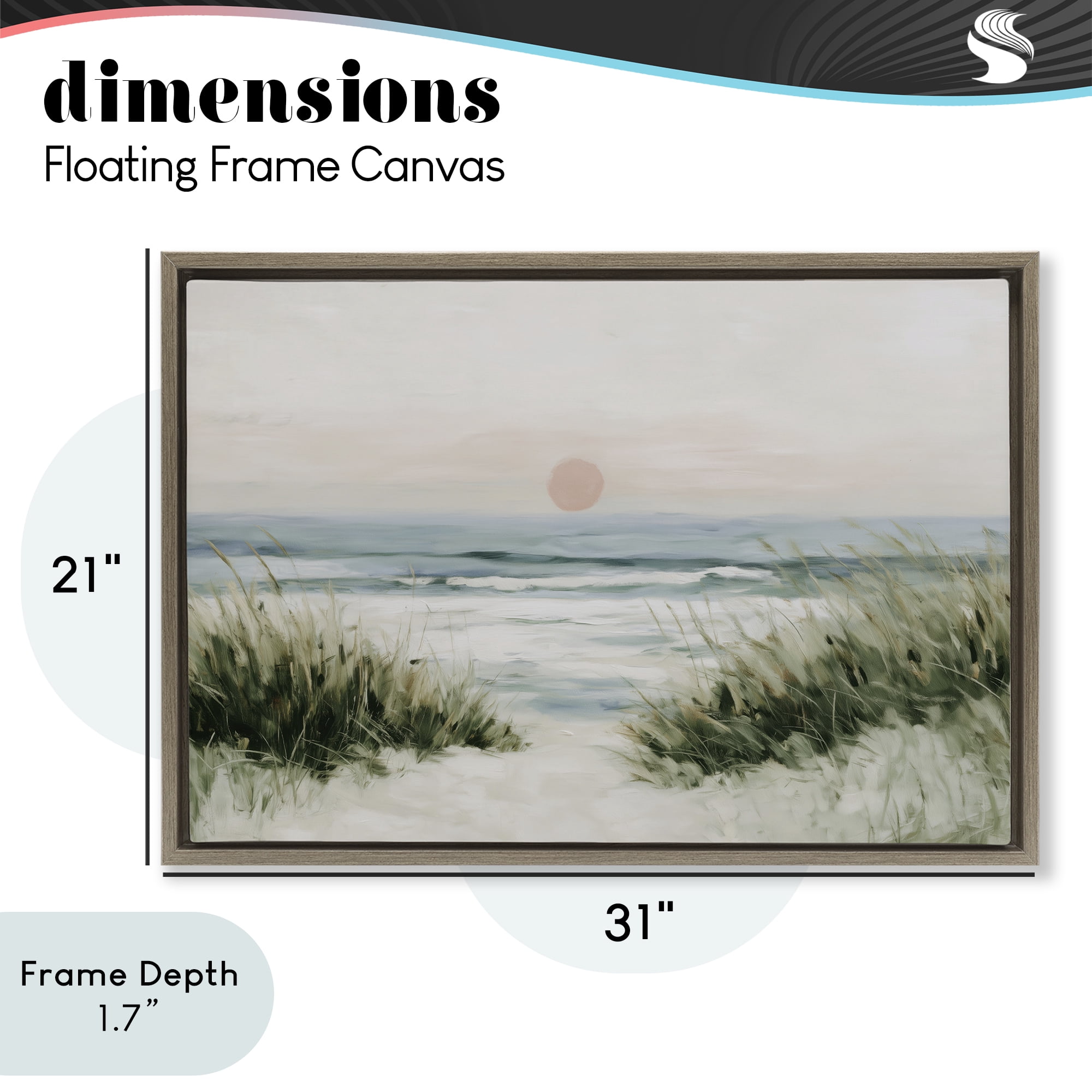 Stupell Industries Coastal Dunes with Wild Beach Grass Brown Framed Floater Canvas Wall Art, design by Chromatic Storm Studio