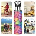 thumbnail image 7 of Yayeee 20oz Insulated Water Bottle Double Wall Stainless Steel with Flip Straw Lid, Vibrant Leaves Pattern, 7 of 7