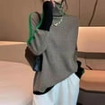 thumbnail image 6 of comerut Women Autumn Winter Contrast Color Sweater High Collar Long Sleeve Splicing Design Knitting Tops Thick Warm Pullover Tops, 6 of 8