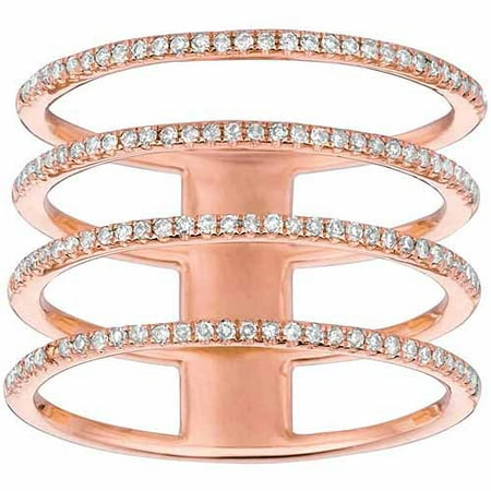 0.37 Carat T.W. Diamond 14kt Rose Gold 4-Row Fashion Ring