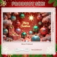 thumbnail image 2 of Colorful Ornaments Merry Christmas Banner Snowflake Pattern Christmas Display Red Background Golden Accents Xmas Backdrop for Christmas Party Home Decoration Family Reunion, 2 of 9