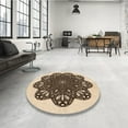 thumbnail image 4 of Ahgly Company Machine Washable Indoor Round Transitional Deep Peach Orange Area Rugs, 6' Round, 4 of 7