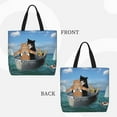 thumbnail image 3 of Naloa Two Brave Cats Are Floating On The Sea Iceberg Tote Bag for Women, Foldable Tote Bag With Zipper, Large Shoulder Bag, Top Handle Handbag for Travel, Work, Shopping, 3 of 9