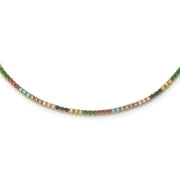 925 Sterling Silver Chokers Necklace Chain Prizma Gold-tone 14K Flash Gold-plated 12 inch Colorful CZ Choker with 3 Extender 2.32 mm