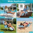 thumbnail image 7 of Slsy Folding Tanning Lounge Chair with Removable Soft Mattress & U-Shaped Pillow,5-Level Adjustable Outdoor Beach Bed for Sunbathing&Napping,Portable Striped Reclining Cot for All-Season Comfort, 7 of 7