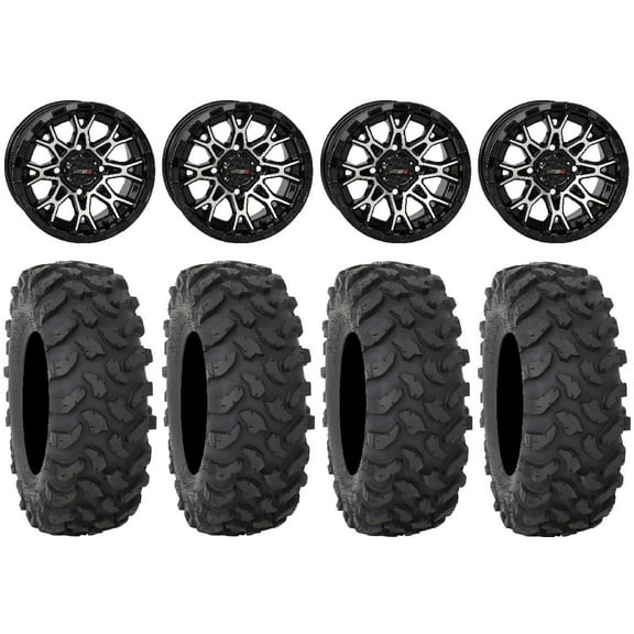 System 3 ST-6 14" Wheels Black 32" XTR370 Tires Sportsman RZR Ranger
