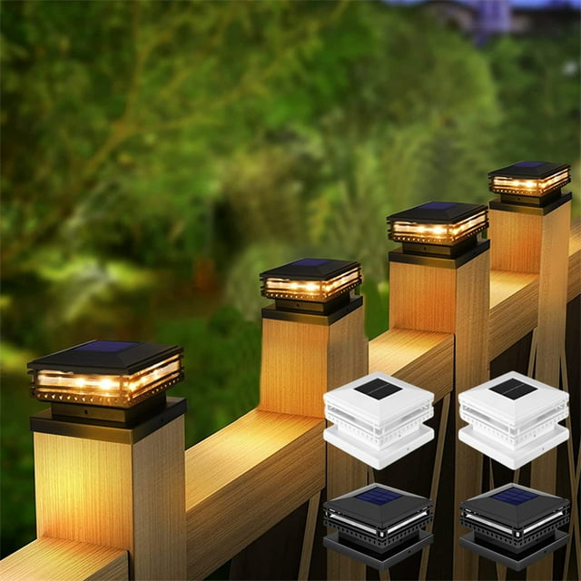 Xihbxyly Farolas Solares para Postes, Led de Alto Brillo, Ip55 a Prueba de Agua, Fácil Instalación, Largas Horas de Funcionamiento, Decoración de Jardín Exterior, Luz Blanca Cálida, Juego de 2 Unidad