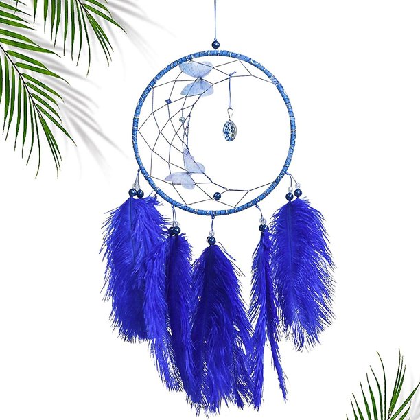 1 pieza de atrapasueños de luna, colgador de pared con colgante de plumaje, colgador de pared con colgante de plumaje para coche, hogar, niñas, niños, guardería, decoración de dormitorio móvil ShuxiuWang 8390605853845
