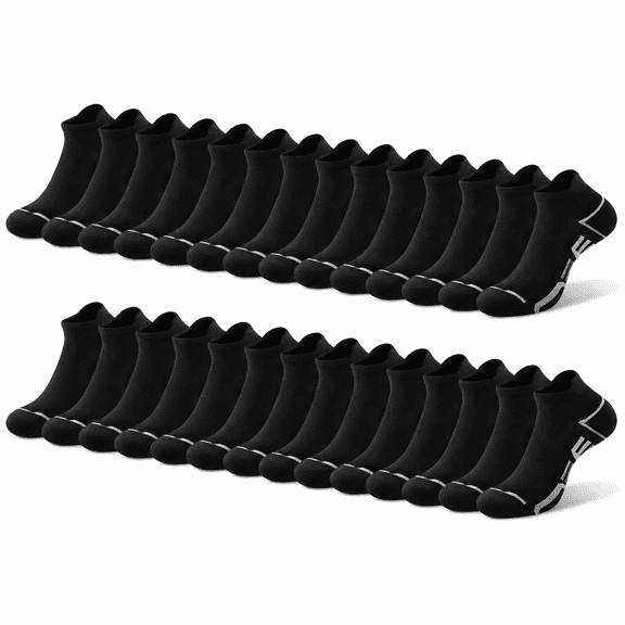 Black 6-11 Ankle Socks, 12 Pairs Athletic Casual Low Cut Short For Men