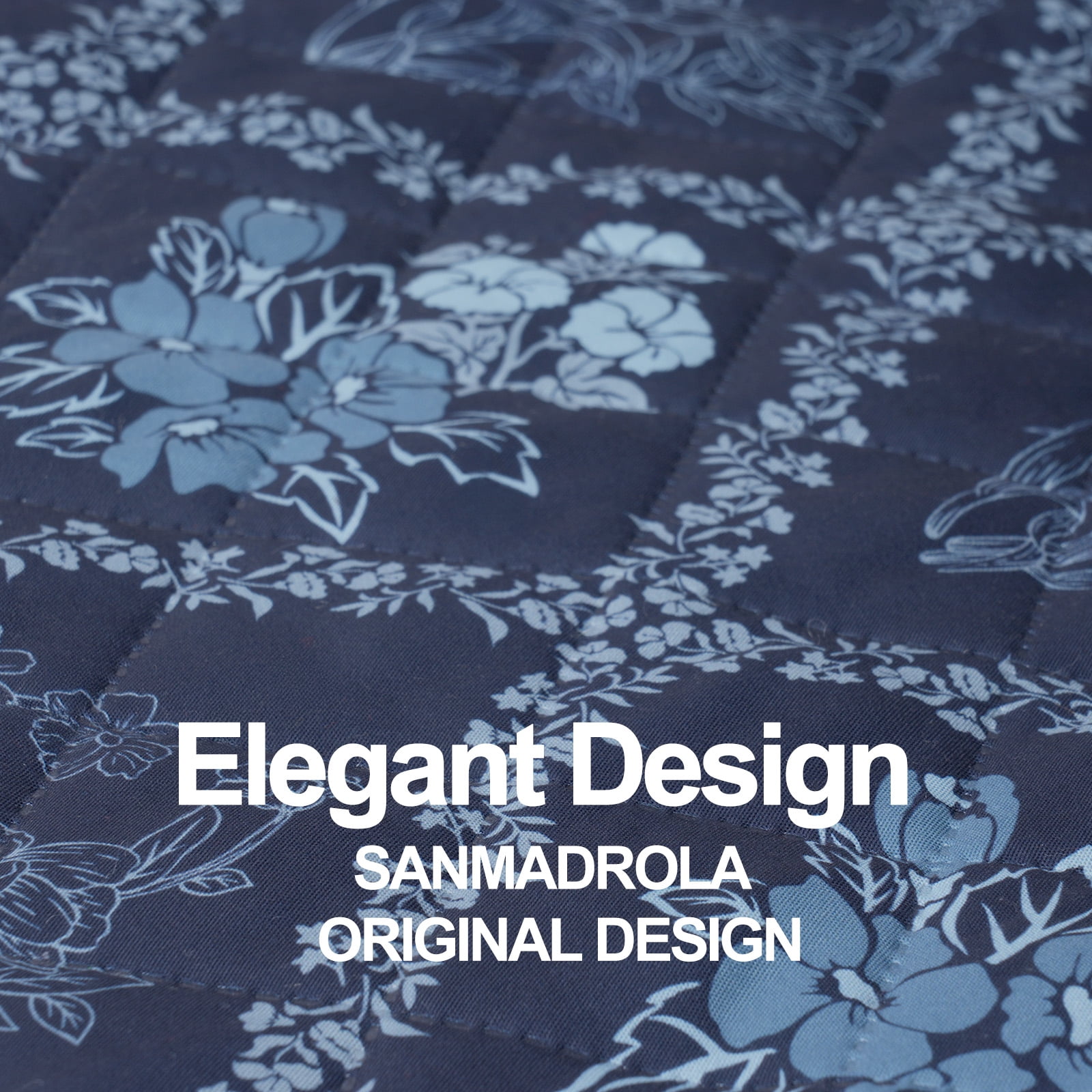 Sanmadrola Waterproof Sofa Cover Slipcover Couch Cover Furniture Protector Machine Washable Non Slip Leakproof with Straps for Dogs Kids Pets Navy Blue Flower Sofa