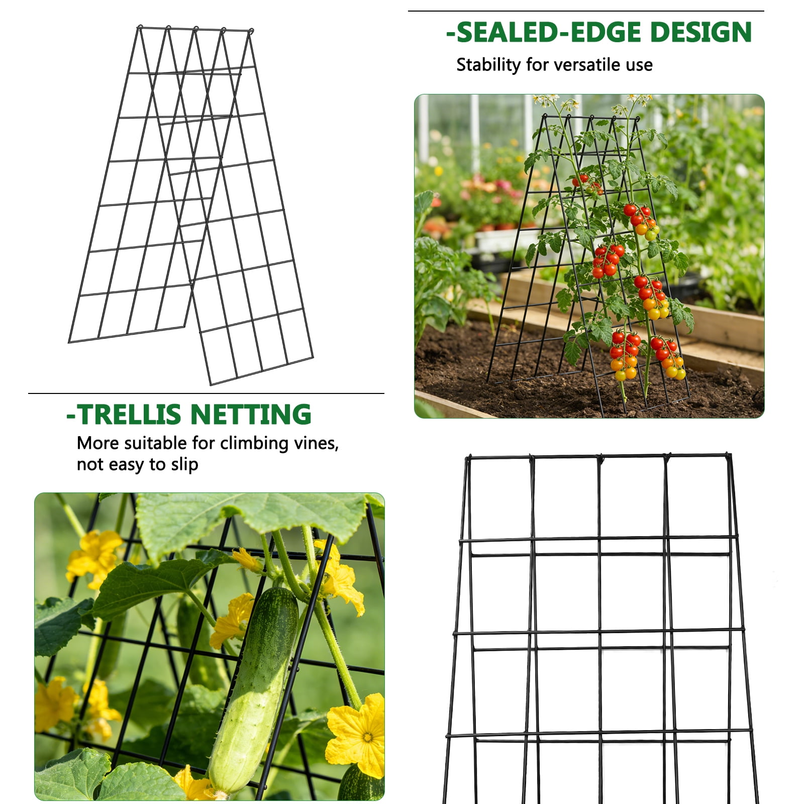 ROMUCHE 2 Pack Trellis 39” A-Frame Cucumber Folding Garden Trellis for Climbing Plants Outdoor