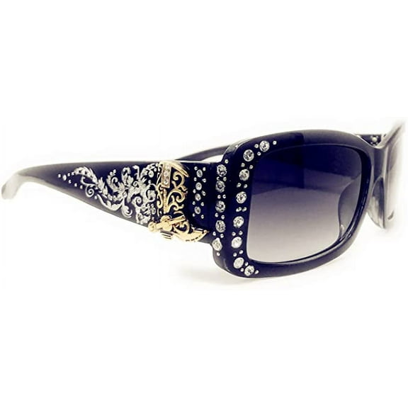 Texas West Women's Sunglasses With Bling Rhinestone UV 414 PC Lens in Multi Concho