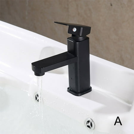 

Black Washbasin Water Faucet Zinc Alloy Square Single Hole Hot And Cold Basin Faucet New