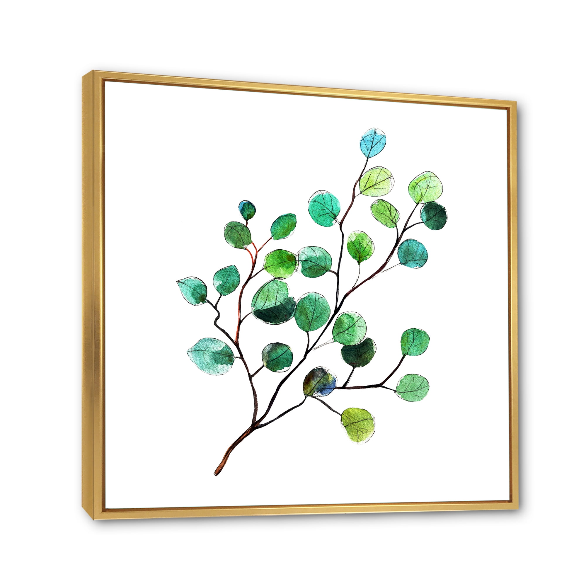 Designart 'Young Eucalyptus Branches and Leaves IV' Traditional Framed Canvas Wall Art Print