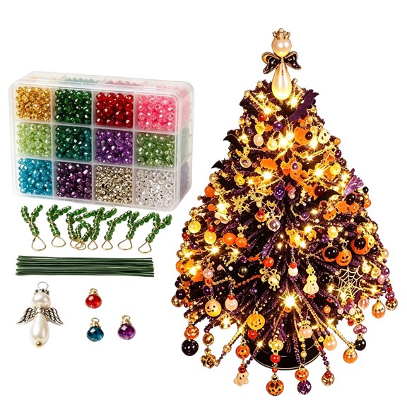 MEUHSKS DIY Beaded Christmas Tree Kit, Handmade Holiday Craft Set, Sparkling Christmas Decoration for Adults, Family Christmas Activity