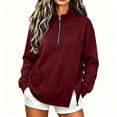 thumbnail image 2 of cocolona Womens Half Zip Pullover Sweatshirts Casual Long Sleeve Stand Collar Shirts Workout Loose Solid Color Tops, 2 of 8