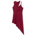 thumbnail image 3 of iiniim Women Lyrical Dance Dress One Shoulder Split Asymmetrical Modern Contemporary Ballroom Latin Dancewear Burgundy XL, 3 of 7