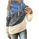 thumbnail image 1 of Sudadera con capucha para mujer, estilo informal, con cuello vuelto, manga larga, con bloques de color, suéteres, tops de otoño, 1 of 5