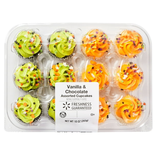 Freshness Guaranteed Halloween Vanilla And Chocolate Mini Cupcakes 10 Oz 12 Count Walmart Com Walmart Com