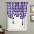 thumbnail image 2 of Purple Plaid Balloon Curtains for Bedroom/Front Door/Bathroom, Modern Art Checkered Farmhouse Tie Up Curtains 63 Inch Length Light Filtering Kitchen Curtains Shades for Windows 46"x63", 2 of 8