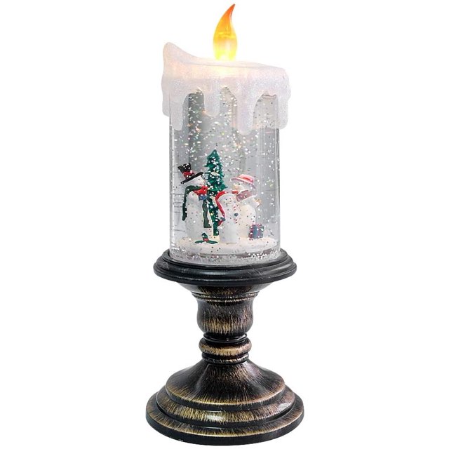 Eldnacele - Velas sin llama encendidas que funcionan con pilas, globo de nieve de Navidad, velas giratorias de agua con purpurina para decoración del hogar (Papá Noel) Zhivalor HMHZ1913-2