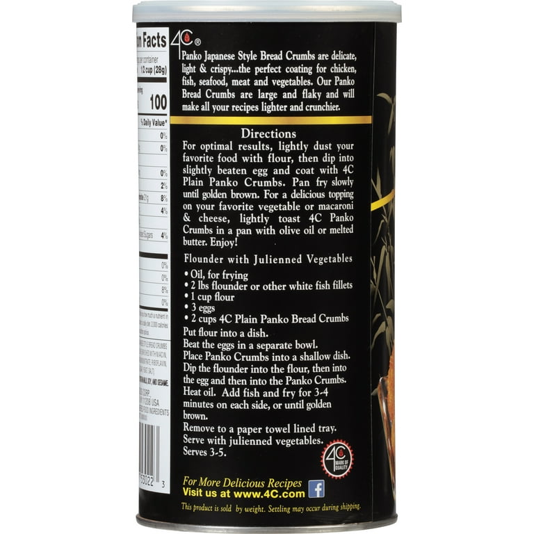 4C, Japanese Style Panko Seasoned Bread Crumbs, 8oz Canister