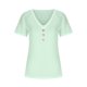 thumbnail image 5 of ICHUANYI Clearance Fashion Womens Casual Solid Color V Neck Lace Stitching Short Sleevet Tops Loose Blouses(Mint Green, XXL) ICHUANYI WER2023080817587, 5 of 6