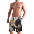 thumbnail image 2 of Dailycode Men's Quick Dry Swim Trunks Beach Shorts Casual Summer Board Shorts with Pockets, Black White Gold Tie Dye, 2 of 8