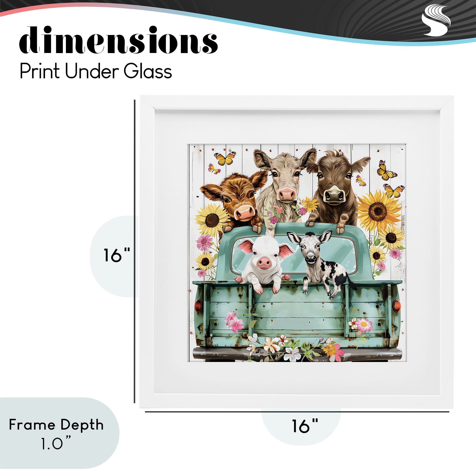 Stupell Industries Barnyard Friends in Vintage Truck White Framed Print Under Glass, design by Creative Studio