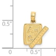 thumbnail image 3 of 14K Yellow Gold Textured Polished Finish School Book and Ruler Design Charm Pendant, 3 of 4