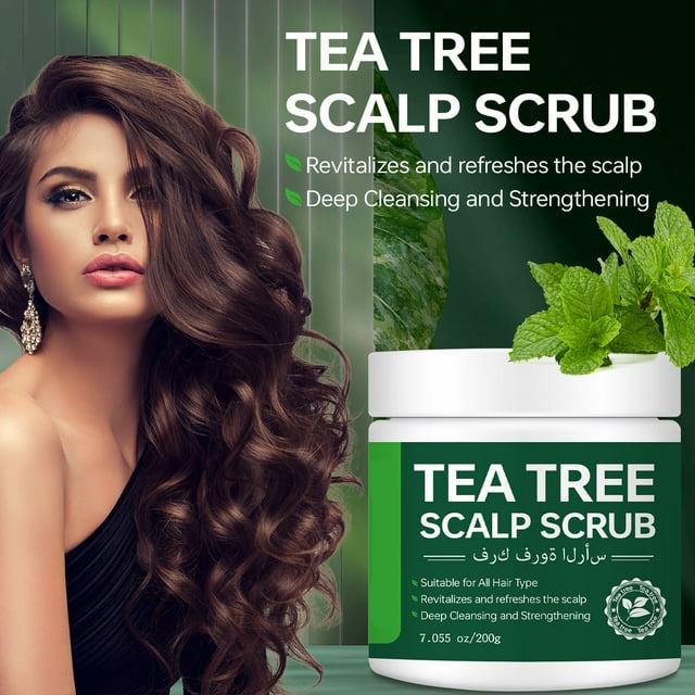 Champú de árbol de té y menta que limpia profundamente y fortalece el cabello.