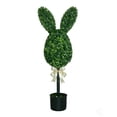 thumbnail image 4 of Luxcidy 29.53in Boxwood Bunny Topiary with Bow, Easter Bunny Topiary Tree Artificial Rabbit Topiary Outdoor Decorations, Artificial Bunny-Shaped Tree Faux Boxwood Plant for Garden Home Indoor Porch, 4 of 8