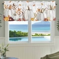 thumbnail image 3 of White Pumpkin Fall Farmhouse Short Window Curtain Valances, Thanksgiving Eucalyptus Leaves Autumn Rod Pocket Kitchen Valances for Living Room Bedroom Bathroom Cafe 42" x 12", 3 of 8