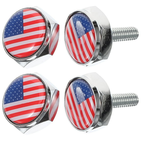LULULION 4 Sets License Plate Screws Decorative Metal Multi Colored Car Accessories for Daily Use